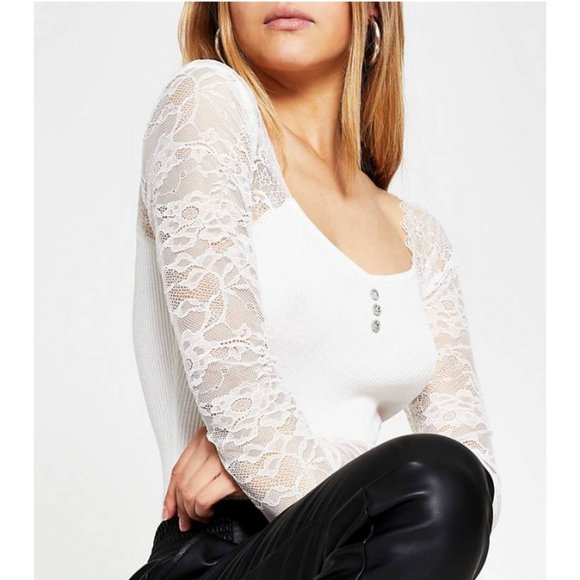 New VISCOSE lacy sleeves blouse by RIVER ISLAND *7178 - Picture 1 of 4